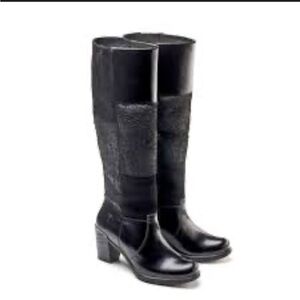 Dromedaris Geneva Black High Heel Leather & Suede Riding Boots Size 38 NWOB